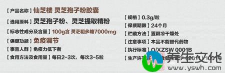 仙芝楼牌灵芝孢子粉胶囊信息